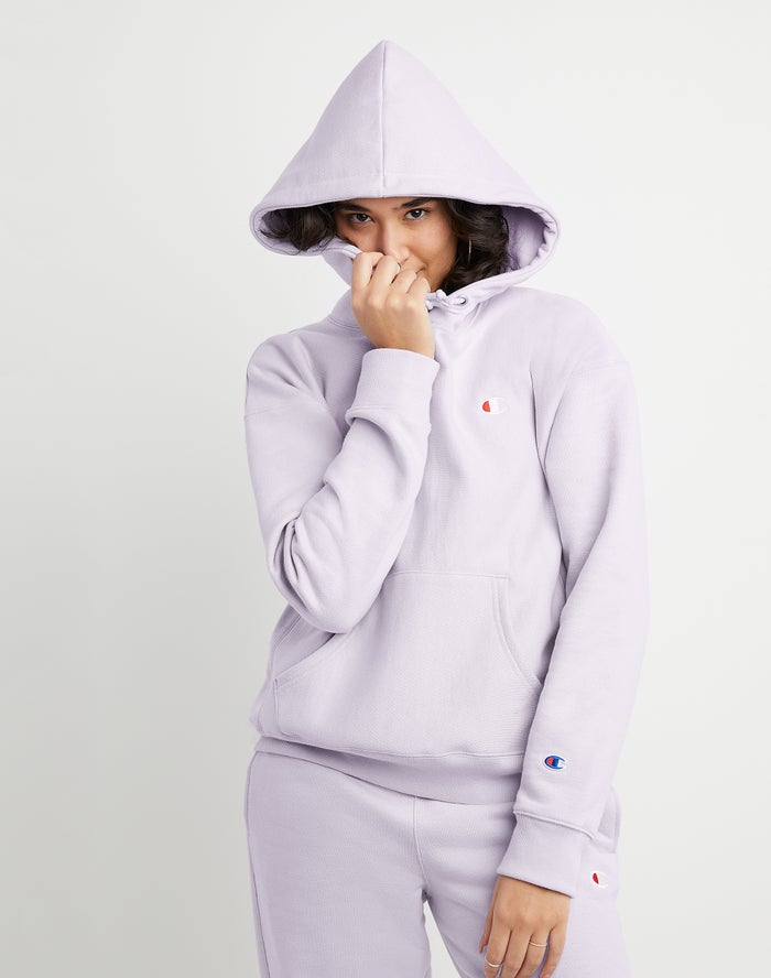 Champion Womens Hoodie NZ - Reverse Weave C Logo Light Purple ( 6514-RQLVX )